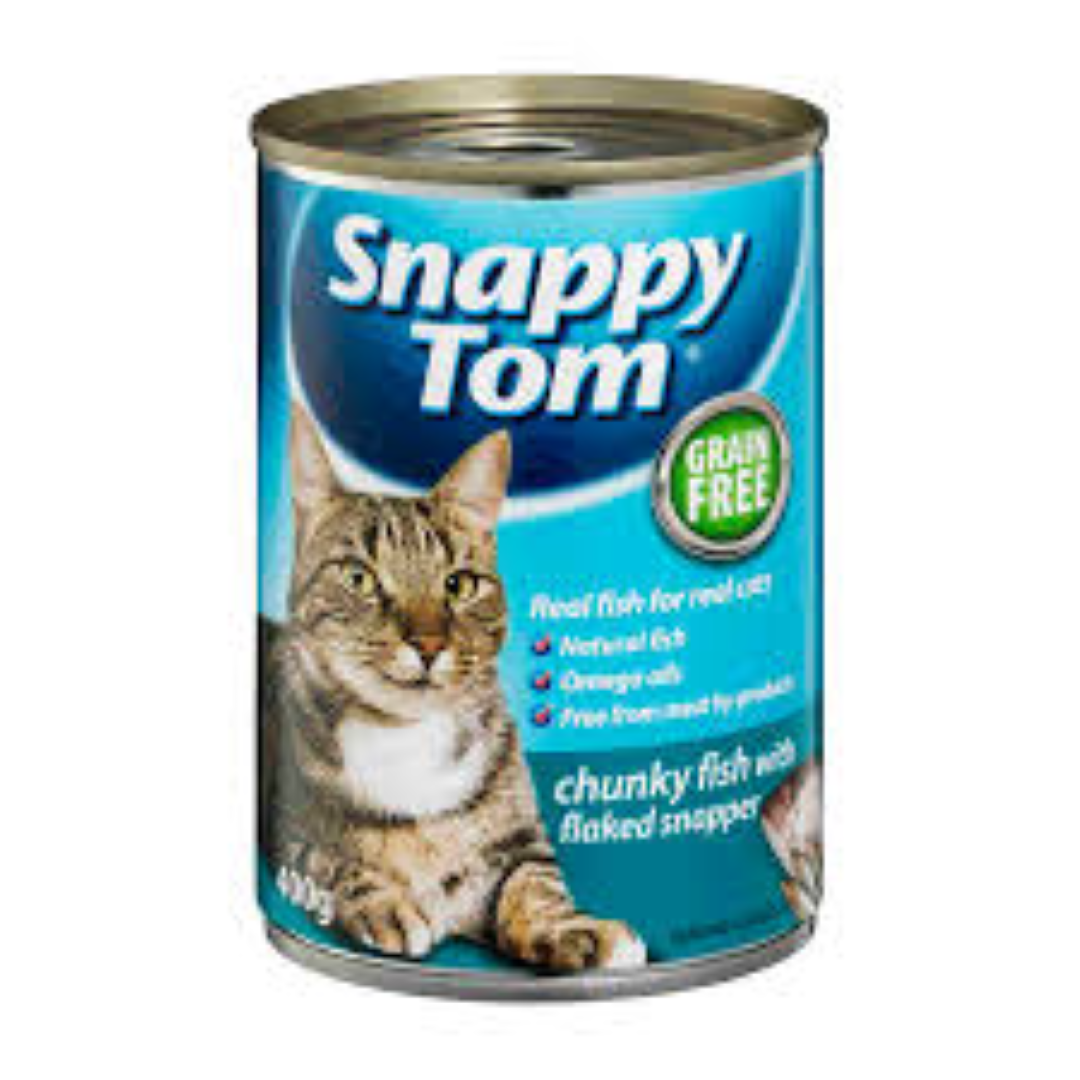 SNAPPY TOM CHUNKY FISH W FLAKED SNAPPER CAN 400G